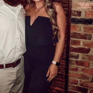 Lulus navy blue strapless jumpsuit, L